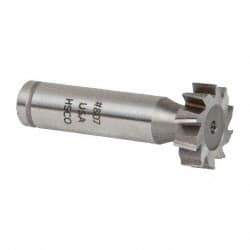 Made in USA - 7/8" Diam x 1/4" Face Width, Cobalt, 10 Teeth, Shank Connection Woodruff Keyseat Cutter - Uncoated, 2-1/4" OAL x 1/2" Shank, Staggered Teeth, ANSI 807, Old Standard A - Apex Tool & Supply