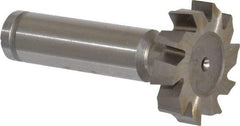 Made in USA - 1-1/8" Diam x 1/4" Face Width, Cobalt, 10 Teeth, Shank Connection Woodruff Keyseat Cutter - Uncoated, 2-1/4" OAL x 1/2" Shank, Staggered Teeth, ANSI 809, Old Standard 18 - Apex Tool & Supply