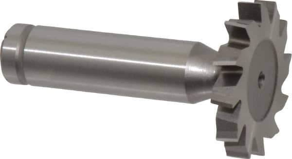 Made in USA - 1-1/4" Diam x 3/16" Face Width, Cobalt, 12 Teeth, Shank Connection Woodruff Keyseat Cutter - Uncoated, 2-3/16" OAL x 1/2" Shank, Staggered Teeth, ANSI 610, Old Standard 19 - Apex Tool & Supply