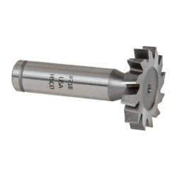 Made in USA - 1-1/4" Diam x 7/32" Face Width, Cobalt, 12 Teeth, Shank Connection Woodruff Keyseat Cutter - Uncoated, 2-7/32" OAL x 1/2" Shank, Staggered Teeth, ANSI 710, Old Standard 20 - Apex Tool & Supply