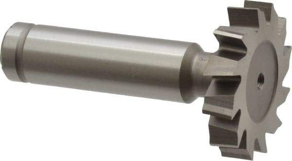 Made in USA - 1-1/4" Diam x 1/4" Face Width, Cobalt, 12 Teeth, Shank Connection Woodruff Keyseat Cutter - Uncoated, 2-1/4" OAL x 1/2" Shank, Staggered Teeth, ANSI 810, Old Standard 21 - Apex Tool & Supply