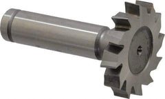 Made in USA - 1-3/8" Diam x 1/4" Face Width, Cobalt, 12 Teeth, Shank Connection Woodruff Keyseat Cutter - Uncoated, 2-1/4" OAL x 1/2" Shank, Staggered Teeth, ANSI 811, Old Standard 22 - Apex Tool & Supply