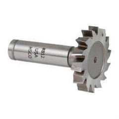 Made in USA - 1-1/2" Diam x 1/4" Face Width, Cobalt, 14 Teeth, Shank Connection Woodruff Keyseat Cutter - Uncoated, 2-1/4" OAL x 1/2" Shank, Staggered Teeth, ANSI 812, Old Standard 24 - Apex Tool & Supply