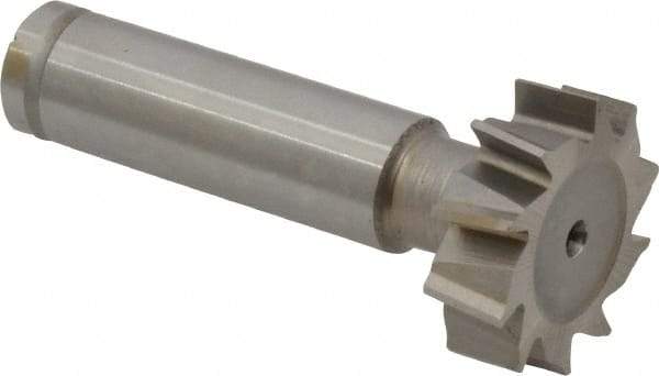Made in USA - 1" Diam x 5/16" Face Width, Cobalt, 10 Teeth, Shank Connection Woodruff Keyseat Cutter - Uncoated, 2-5/16" OAL x 1/2" Shank, Staggered Teeth, ANSI 1008, Old Standard B - Apex Tool & Supply