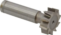 Made in USA - 1" Diam x 5/16" Face Width, Cobalt, 10 Teeth, Shank Connection Woodruff Keyseat Cutter - Uncoated, 2-5/16" OAL x 1/2" Shank, Staggered Teeth, ANSI 1008, Old Standard B - Apex Tool & Supply
