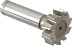 Made in USA - 1-1/8" Diam x 5/16" Face Width, Cobalt, 10 Teeth, Shank Connection Woodruff Keyseat Cutter - Uncoated, 2-5/16" OAL x 1/2" Shank, Staggered Teeth, ANSI 1009, Old Standard C - Apex Tool & Supply