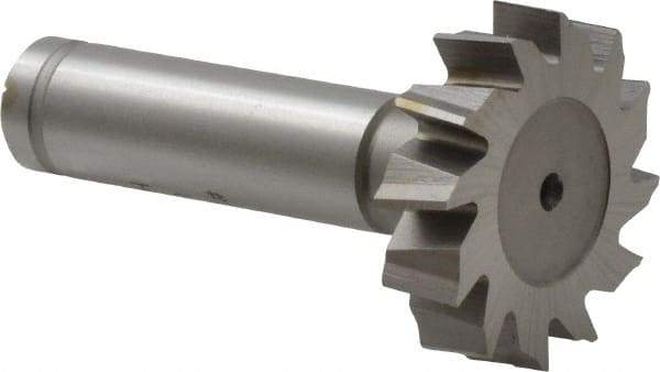 Made in USA - 1-1/4" Diam x 5/16" Face Width, Cobalt, 14 Teeth, Shank Connection Woodruff Keyseat Cutter - Uncoated, 2-5/16" OAL x 1/2" Shank, Staggered Teeth, ANSI 1010, Old Standard D - Apex Tool & Supply