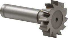 Made in USA - 1-1/4" Diam x 5/16" Face Width, Cobalt, 14 Teeth, Shank Connection Woodruff Keyseat Cutter - Uncoated, 2-5/16" OAL x 1/2" Shank, Staggered Teeth, ANSI 1010, Old Standard D - Apex Tool & Supply