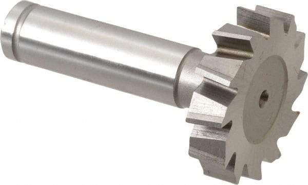 Made in USA - 1-3/8" Diam x 5/16" Face Width, Cobalt, 12 Teeth, Shank Connection Woodruff Keyseat Cutter - Uncoated, 2-5/16" OAL x 1/2" Shank, Staggered Teeth, ANSI 1011, Old Standard 23 - Apex Tool & Supply