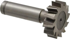Made in USA - 1-1/4" Diam x 3/8" Face Width, Cobalt, 12 Teeth, Shank Connection Woodruff Keyseat Cutter - Uncoated, 2-3/8" OAL x 1/2" Shank, Staggered Teeth, ANSI 1210, Old Standard E - Apex Tool & Supply