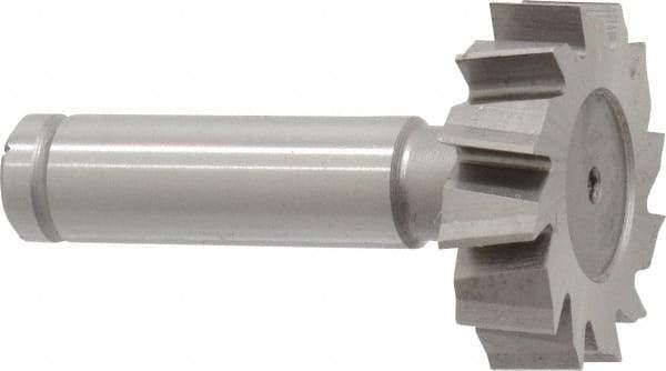 Made in USA - 1-3/8" Diam x 3/8" Face Width, Cobalt, 12 Teeth, Shank Connection Woodruff Keyseat Cutter - Uncoated, 2-3/8" OAL x 1/2" Shank, Staggered Teeth, ANSI 1211, Old Standard F - Apex Tool & Supply