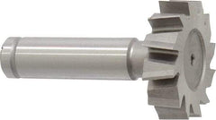 Made in USA - 1-3/8" Diam x 3/8" Face Width, Cobalt, 12 Teeth, Shank Connection Woodruff Keyseat Cutter - Uncoated, 2-3/8" OAL x 1/2" Shank, Staggered Teeth, ANSI 1211, Old Standard F - Apex Tool & Supply