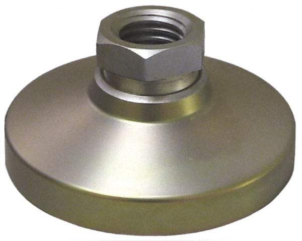 Gibraltar - 1200 Lb Capacity, 5/8-11 Thread, 1-1/4" OAL, Steel Stud, Tapped Pivotal Socket Mount Leveling Mount - 2-1/2" Base Diam, Steel Pad, 7/8" Hex - Apex Tool & Supply