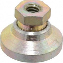 Gibraltar - 1000 Lb Capacity, 1/4-20 Thread, 45/64" OAL, Zinc Stud, Tapped Pivotal Socket Mount Leveling Mount - 1" Base Diam, Zinc Pad, 1/2" Hex - Apex Tool & Supply