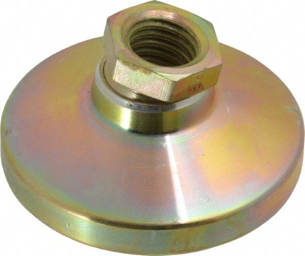 Gibraltar - 6000 Lb Capacity, 5/8-11 Thread, 1-1/4" OAL, Zinc Stud, Tapped Pivotal Socket Mount Leveling Mount - 2-1/2" Base Diam, Zinc Pad, 7/8" Hex - Apex Tool & Supply