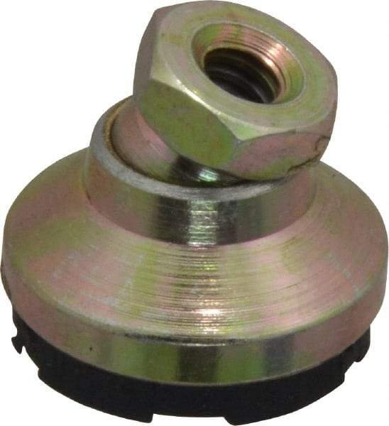 Gibraltar - 750 Lb Capacity, 1/4-20 Thread, 11/16" OAL, Zinc Stud, Tapped Pivotal Socket Mount Leveling Mount - 1" Base Diam, Steel Pad, 1/2" Hex - Apex Tool & Supply
