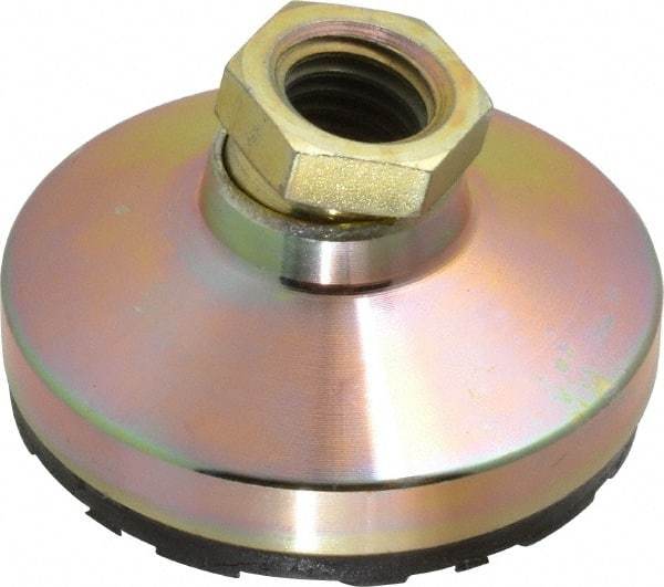 Gibraltar - 4500 Lb Capacity, 5/8-11 Thread, 1-1/4" OAL, Zinc Stud, Tapped Pivotal Socket Mount Leveling Mount - 2-1/2" Base Diam, Steel Pad, 7/8" Hex - Apex Tool & Supply
