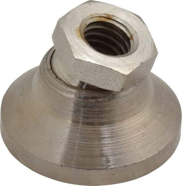Gibraltar - 3750 Lb Capacity, 3/8-16 Thread, 7/8" OAL, Steel Stud, Tapped Pivotal Socket Mount Leveling Mount - 1-1/4" Base Diam, Steel Pad, 5/8" Hex - Apex Tool & Supply