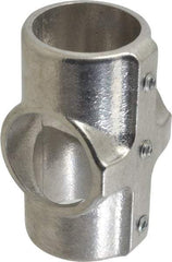 Hollaender - 1-1/2" Pipe, Cross-E, Aluminum Alloy Cross Pipe Rail Fitting - Bright Finish - Apex Tool & Supply