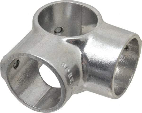 Hollaender - 1-1/2" Pipe, Side Outlet Tee-E, Aluminum Alloy Tee Pipe Rail Fitting - Bright Finish - Apex Tool & Supply