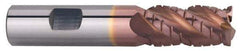 ProMax - 1" Diam, 1-3/4" LOC, 4 Flute Solid Carbide Roughing & Finishing Corner Radius End Mill - TiCN Finish, 4" OAL, 1" Shank Diam, Weldon Shank, 40° Helix, Centercutting, Regular Length - Apex Tool & Supply