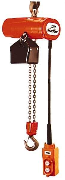 CM - 1/8 Ton Capacity, 16 FPM Lift Speed, Hook Mounted Hoist - 0.167 Output hp, 10' Max Lift, 11-1/16" Min Headroom, 1 Chain - Apex Tool & Supply