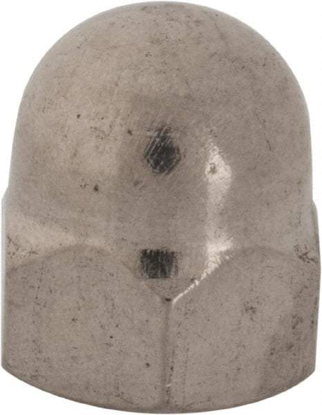 Value Collection - 7/16-20" UNF, 5/8" Width Across Flats, Uncoated, Stainless Steel Acorn Nut - 23/32" Overall Height, Grade 18-8 - Apex Tool & Supply
