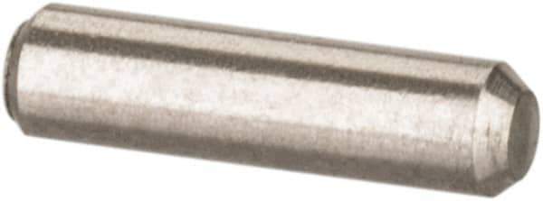 Value Collection - 1/16" Diam x 1/4" Pin Length 316 Stainless Steel Standard Dowel Pin - Bright Finish, 2 Beveled End - Apex Tool & Supply