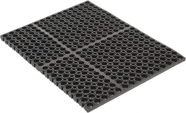 PRO-SAFE - 2' Long, Dry/Wet Environment, Anti-Fatigue Matting - Black, SBR Rubber with Rubber Base - Apex Tool & Supply