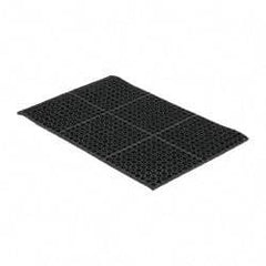 PRO-SAFE - 3' Long x 2' Wide, Dry/Wet Environment, Anti-Fatigue Matting - Black, SBR Rubber with Rubber Base - Apex Tool & Supply