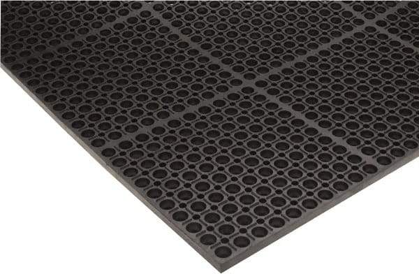 PRO-SAFE - 5' Long x 3' Wide, Dry/Wet Environment, Anti-Fatigue Matting - Black, SBR Rubber with Rubber Base - Apex Tool & Supply
