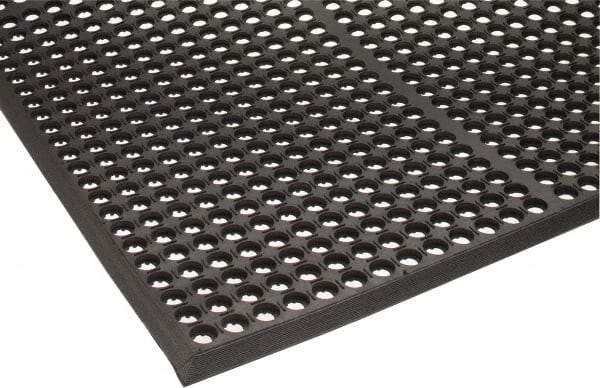 PRO-SAFE - 5' Long x 3' Wide, Dry/Wet Environment, Anti-Fatigue Matting - Black, Natural Rubber with Rubber Base - Apex Tool & Supply