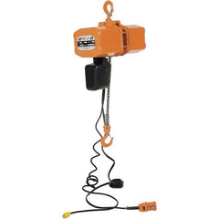 Vestil - 1 Ton Capacity, 17 FPM Lift Speed, 110 Volt, Electric Chain Hoist - 1.6 Output hp, 15' Max Lift - Apex Tool & Supply