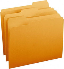 SMEAD - 8-1/2 x 11", Letter Size, Orange, File Folders with Top Tab - 11 Point Stock, Assorted Tab Cut Location - Apex Tool & Supply