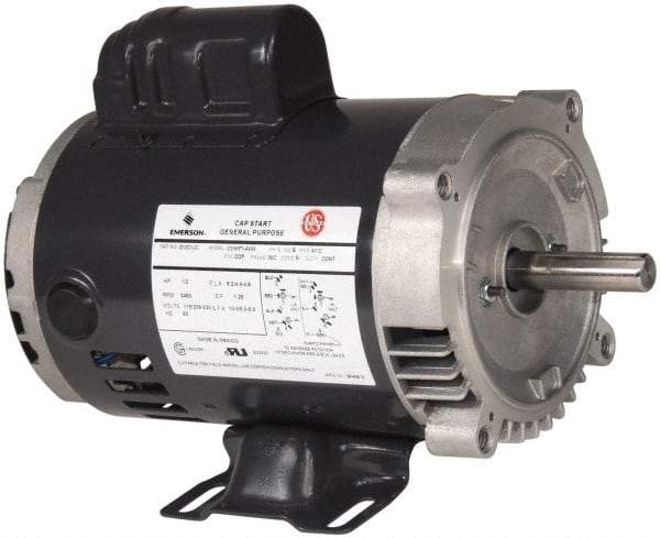 US Motors - 1-1/2 Max hp, 3,600 Max RPM, Single Cap Start Electric AC DC Motor - 115/208-230 V Input, Single Phase, 56HC Frame, 5/8" Shaft Diam, C-Face/Base Mount, ODP Enclosure - Apex Tool & Supply