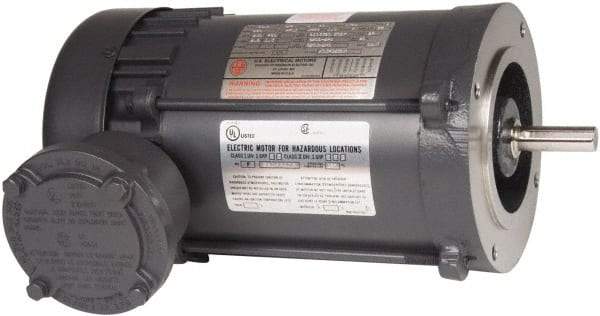 US Motors - 1/4 Max hp, 1,800 Max RPM, Single Cap Start Electric AC DC Motor - 115/208-230 & 110/220 V Input, Single Phase, 56C Frame, 5/8" Shaft Diam, C-Face Mount, TEFC Enclosure - Apex Tool & Supply