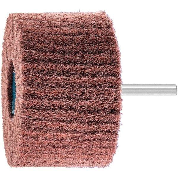 PFERD - 3" Diam x 2" Face Width, Aluminum Oxide Nonwoven Mounted Flap Wheel - 1/4" Shank Mount, 180 Grit, 7,500 Max RPM - Apex Tool & Supply