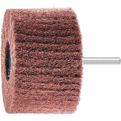 PFERD - 3" Diam x 2" Face Width, Aluminum Oxide Nonwoven Mounted Flap Wheel - 1/4" Shank Mount, 180 Grit, 7,500 Max RPM - Apex Tool & Supply