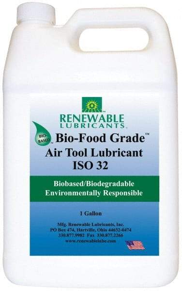 Renewable Lubricants - 1 Gal Bottle, ISO 32, Air Tool Oil - -20°F to 230°, 29.33 Viscosity (cSt) at 40°C, 7.34 Viscosity (cSt) at 100°C, Series Bio-Food Grade - Apex Tool & Supply