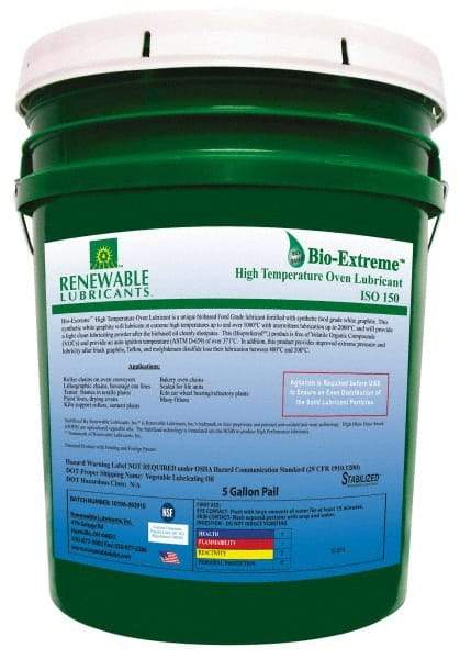 Renewable Lubricants - 5 Gal Pail Synthetic/Graphite Lubricant - White, -28°F to 2,000°F, Food Grade - Apex Tool & Supply