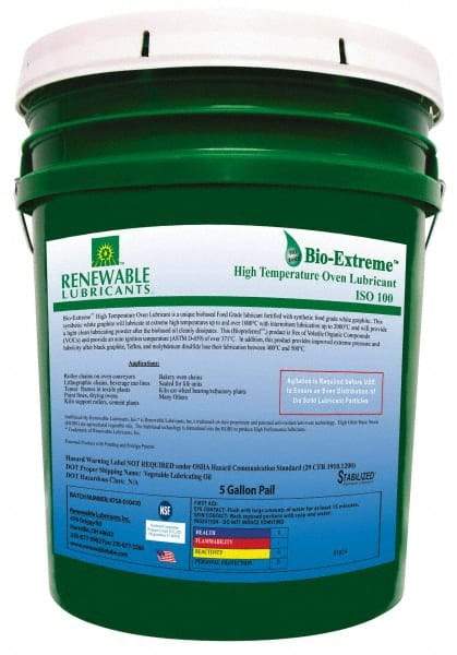 Renewable Lubricants - 5 Gal Pail Synthetic/Graphite Lubricant - White, -28°F to 2,000°F, Food Grade - Apex Tool & Supply