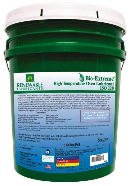 Renewable Lubricants - 5 Gal Pail Synthetic/Graphite Lubricant - White, -28°F to 2,000°F, Food Grade - Apex Tool & Supply