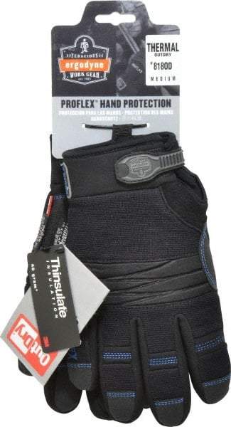 Ergodyne - Size M PVC Coated Cold Protection & Waterproof Work Gloves - Palm & Fingers Coated, Hook & Loop Cuff, Black, Paired - Apex Tool & Supply