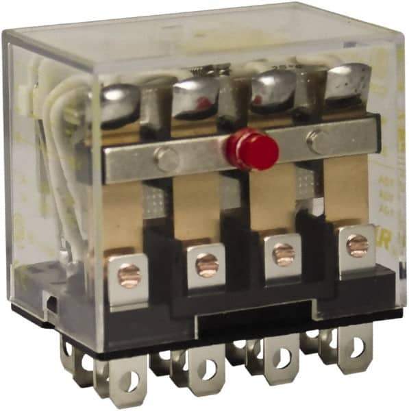 Square D - 1/2 hp at 120 Volt & 3/4 hp at 240 Volt, Electromechanical Plug-in General Purpose Relay - 10 Amp at 250 VAC, 4PDT, 120 VAC at 50/60 Hz - Apex Tool & Supply