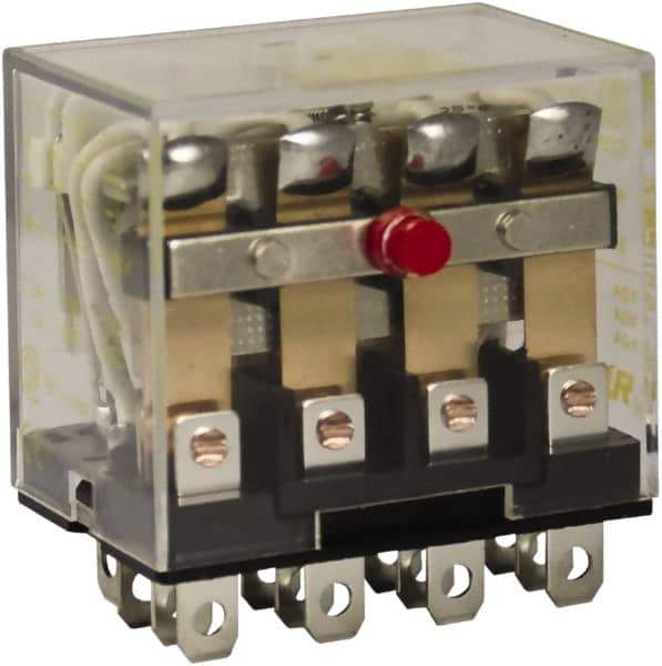 Square D - 1/2 hp at 120 Volt & 3/4 hp at 240 Volt, Electromechanical Plug-in General Purpose Relay - 10 Amp at 250 VAC, 4PDT, 24 VAC at 50/60 Hz - Apex Tool & Supply