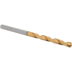 Guhring - 4.1mm 118° High Speed Steel Jobber Drill - TiN Finish, Right Hand Cut, Spiral Flute, Straight Shank, 75mm OAL, Standard Point - Apex Tool & Supply