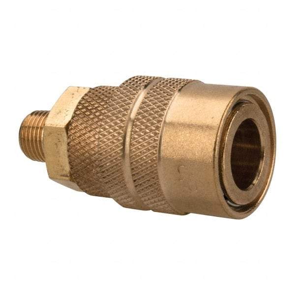 Value Collection - 1/8 Male NPT Industrial Pneumatic Hose Coupler - Brass, 1/4" Body Diam, 1/8" Hose ID - Apex Tool & Supply