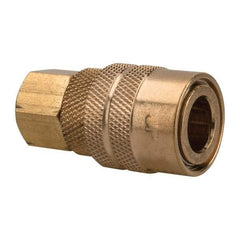 Value Collection - 1/8 Female NPT Industrial Pneumatic Hose Coupler - Brass, 1/4" Body Diam, 1/8" Hose ID - Apex Tool & Supply
