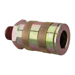 Value Collection - 1/4 Male NPT Tru-Flate Automotive Pneumatic Hose Coupler - Steel, 3/8" Body Diam, 1/4" Hose ID - Apex Tool & Supply