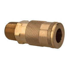 Value Collection - 3/8 Male NPT Tru-Flate Automotive Pneumatic Hose Coupler - Brass, 1/4" Body Diam, 3/8" Hose ID - Apex Tool & Supply